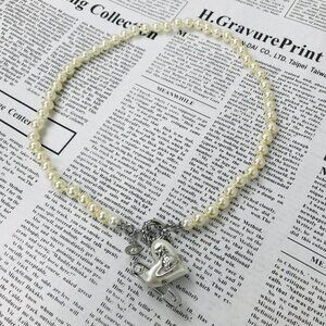 NEW Vivienne Westwood Pear with hearts necklaces in silver Authentic